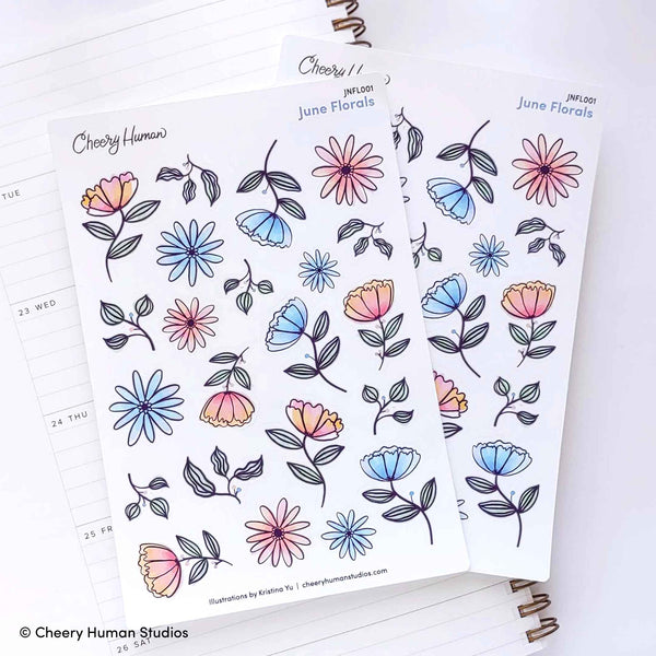 June Florals | Single Sticker Sheet or Pack of 5