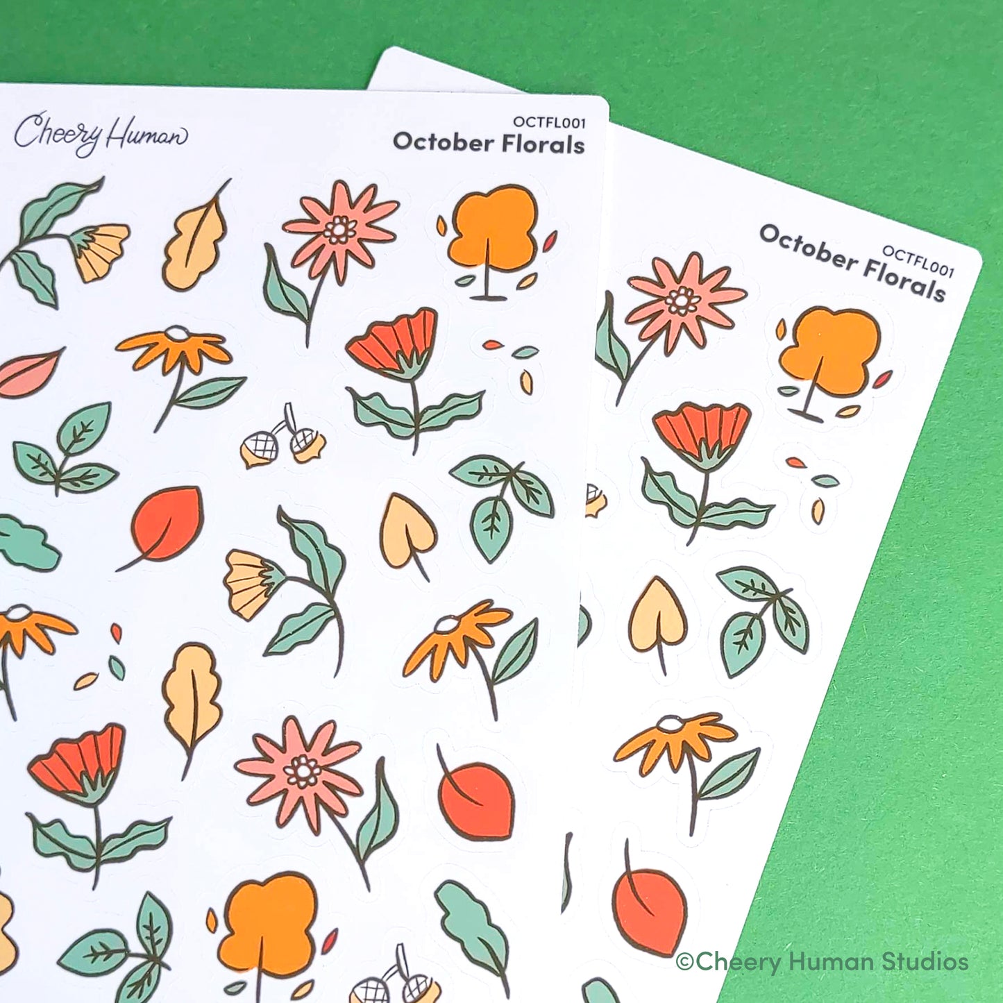 October Florals | Fall Stickers | Single Sticker Sheet or Pack of 5