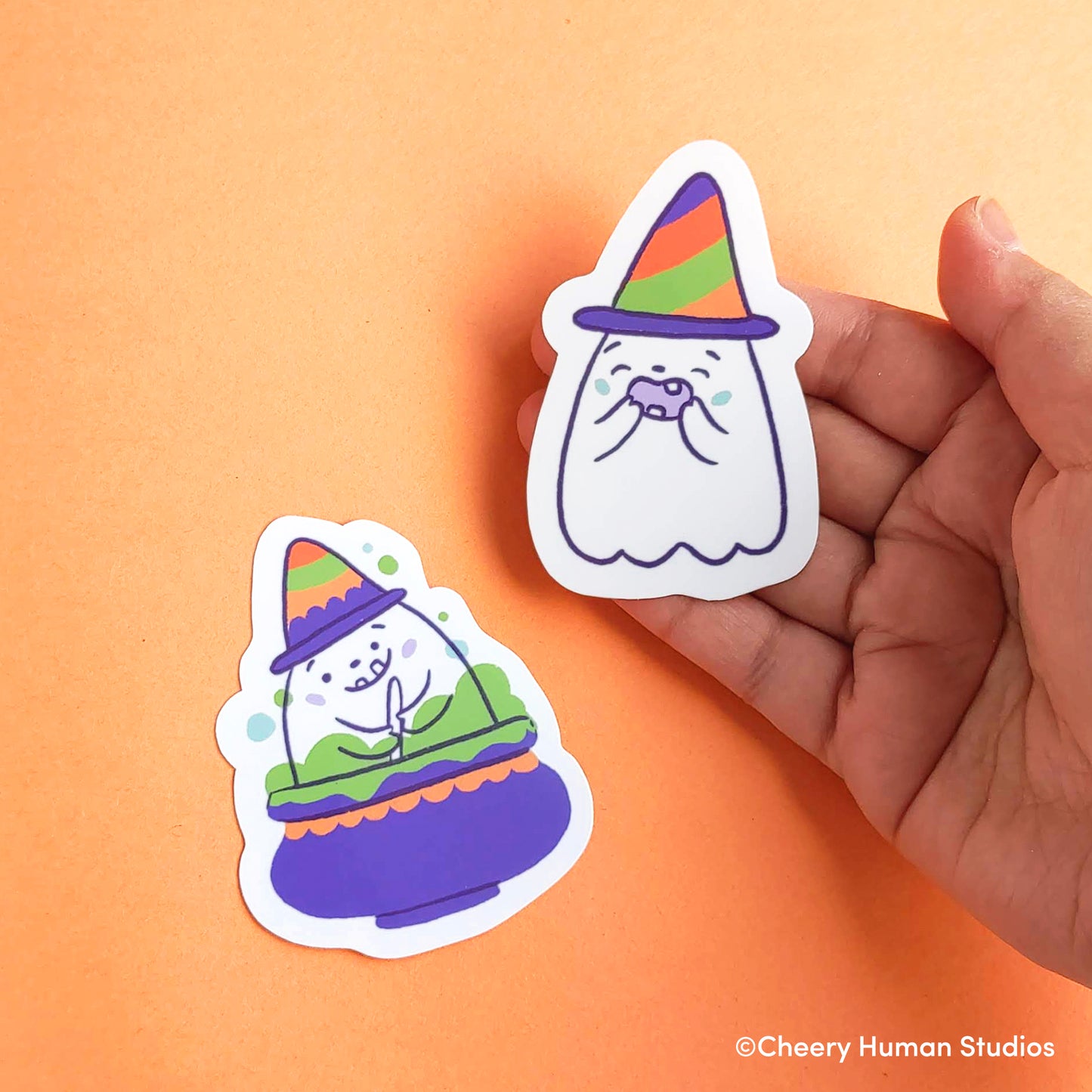 Ghost Pals - Set of 2 Handmade Vinyl Stickers | Ghost Halloween Stickers