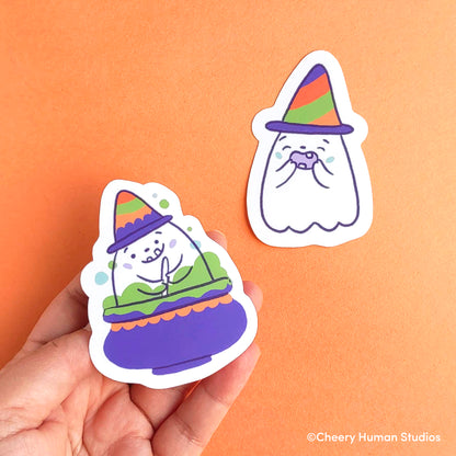 Ghost Pals - Set of 2 Handmade Vinyl Stickers | Ghost Halloween Stickers