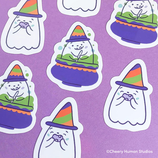Ghost Pals - Set of 2 Handmade Vinyl Stickers | Ghost Halloween Stickers
